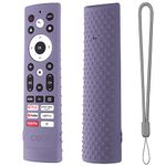 Oboe Silicone TV Remote Cover Case Compatible with Hisense Tv Remote VU GOLED Tv Remote Cover with Lanyard (Lavender Grey) [Remote NOT Included]