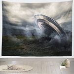 Loccor 5x4ft Alien UFO Tapestry Photo Backdrop Flying Saucer Alien UFO Birthday Party Futuristic Science Wedding Decoration Pictures Tapestry Kids Bedroom Living Room Dorm Wall Hanging