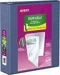 AVERY Durable View Binder, 3" Slant Rings, 600 Sheet Capacity, 3 Ring Binder, 2 Pockets, PVC Free, Navy (17044)