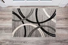 Rugshop Modern Wavy Circles Design Area Rug 2' x 3' Gray