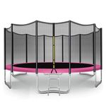 Trampoline for Kids - 6ft/8ft/10ft/12ft/14ft/16ft, Safety Enclosure Net, Ladder, Weatherproof Cover & Shoe Bag Included - Durable Outdoor Bouncing Fun (Pink, 14ft)