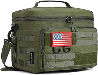 RalChyez Tactical Lunch Box, 13L Large Insulated Lunch Bag MOLLE Webbing Leakproof Thermal Cooler with Shoulder Strap Lunch Pail for Adult Men Women Office Work Camping Picnic Travel Green