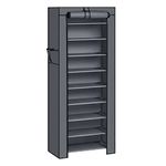 SONGMICS 10 Tier Shoe Rack Cabinet for up to 27 Pairs of Shoes Free Standing Storage Organizer 58 x 28 x 160cm Grey RXJ10G