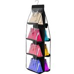Geboor Hanging Handbag Organizer Dust-Proof Storage Holder Bag Wardrobe Closet for Purse Clutch with 6 Larger Pockets (1, 8 bags)