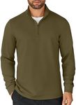 COOFANDY Men's Quarter Zip Up Pullover Lightweight Mock Neck Sweatshirt Casual Long Sleeve Polo Shirt Army Green