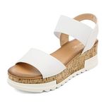 DREAM PAIRS Women's Open Toe Ankle Strap Casual Flatform Platform Sandals,Size 10,REED-2-White,Reed-2