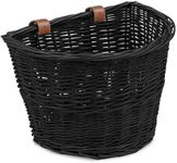 ProsourceFit Wicker Bike Basket Front Cargo for Women and Men, Fits Most Bikes, Beach Cruiser, Stationary Bike, Ebike, Road Bike, Black