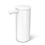 simplehuman ST1078 266ml Automatic Hand Motion Liquid Soap Dispenser, Rechargeable, Variable Dispense, No-drip Valve, IP67 Waterproof, White High-Grade Steel