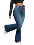 Ben Martin Women’s Dark Blue High Waist Jeans || Flared Bell Bottom Bootcut Pants || Wide Leg Stretch Denim – Perfect for Travel, Party & Everyday Use – Sizes 28 (2)
