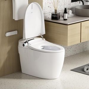 Smart Toilet with Bidet Built In, One Piece Elongated Tankless Electric Toilet with Warm Water Sprayer & Dryer, Heated Bidet Seat, LED Display, Remote Control, Black-out Flushing and Water Filter