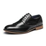 Bruno Marc Men's Black Classic Brogue Wing Tip Lace Up Soft Round Toe Oxfords Formal Dress Shoes Size 10.5 M US Louis_1