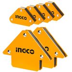 INGCO 6 Pcs Magnetic Welding Holder Set, Welding Magnet Set for Metal Working 10, 25 Lbs Strength Magnetic Welding Holder, 45,90,135 Degree Angle Fits for welding, Soldering, Assembling