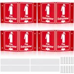 Soaoo 4 Sets 3D Fire Extinguisher Projecting Sign Acrylic Angle Rigid Arrow Down Sign Fire Extinguisher Sign with Pre Drilled Mounting Hole, Screw with Washer Double Sided Tape for Indoor Outdoor Wall