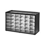 STANLEY 1-93-980 30-Compartment Heavy-Duty Portable Plastic Multi-Purpose Storage Box For Easy & Convenient Storage, 6 Kg Load Capacity, Resin Frame, 1 Year Warranty, GREY & BLACK, 36.5x15.5x22.5 cm