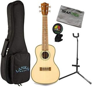 Lanikai SPST-C Solid Spruce Top Morado B/S Concert Ukulele Bundle w/Bag, Stand, Tuner, and Cloth