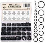 Plusmart O Ring Kit, 950 Pcs Rubber O-Ring Assortment Kit, 20 Sizes Washer Gasket Set for Pressure Washer, Plumbing Sealing Repair, Air or Gas Connections, Resist Oil and Heat