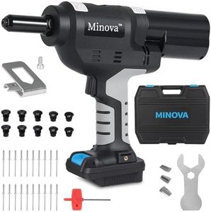MINOVA RIVETER7 DW 18V Brushless Rivet Gun, Cordless Rivet Tool compatible with Stainless Steel Rivets, Bare Machine Automatic Rivet Recoil with DW Battery Adapter, Portable Carrying Case