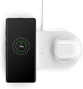 Belkin WIZ002auWH Dual Wireless Charger (Dual Wireless Charging Pad 10W for iPhone 11, 11 Pro, 11 Pro Max, Galaxy S20, S20+, S20 Ultra, Pixel 4, 4XL, AirPods and More), White