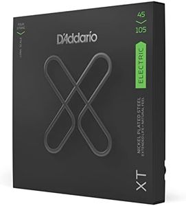 D'Addario Cordes XT pour basse XTB45105, acier plaqué nickel, aiguës Light/graves Medium, diapason long, 45-105