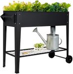 LEETOLLA Elevate 32" Tall Raised Garden Bed Outdoor with Wheels & Shelf for Mobility, 400LBS Capacity, Anti-Rust Steel Planter Box for Vegetables/Herbs, Patio-Balcony-Backyard