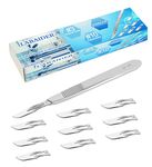 Scalpel Sterile Blades #10 10pcs Sterile Individually Foil Wrapped, with #3 Scalpel Knife Handle for Biology Lab Anatomy, Practicing Cutting, Medical Student, Sculpting, Repairing