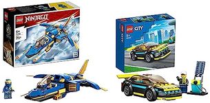 LEGO NINJAGO Jay’s Lightning Jet EVO 71784 Building Toy Set (146 Pieces) City Electric Sports Car 60383 Building Toy Set (95 Pieces)