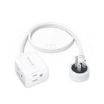 TROND 1.5ft Short Extension Cord Indoor, 360° Rotating Flat Plug Power Bar, 3 Way Outlets Extender, 13 Amps, 1625W, Small Flexible SPT 16/3 Power Cable Splitter for Hotel Cruise Ship Travel Essentials