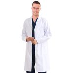 Lab Coat for Men & Women Doctor Jacket Long Sleeve Scientist School Career Day Dental Coat (White, Large)