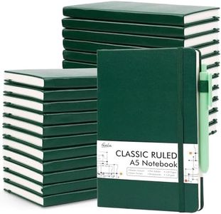 feela 24 Pack Journal Notebook for Work, Business Notebook Bulk Hardcover Lined Writing Journal with Pen Holder for Men Women Note Taking, with 24 Black Pens, 120 GSM, 5.1”x8.3”, A5, Dark Green