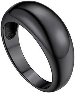 Bague Anneau Homme Cercle Cerceau Acier Inoxydable Bague Fiançailles Pouce Main Mariage Amitié [Noir] Bijoux Cadeau Anniversaire Sain Valentin Noël