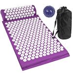 Komodo Acupressure Mat with Pillow & Ball Acupuncture Pin Massage Set (Purple)