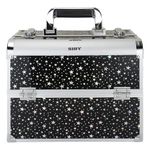 SIBY Aluminum Alloy Makeup Organizer Case with 5 Compartments - Waterproof, Durable, and Portable Cosmetic Box- Star-Black