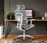 MRC EXECUTIVE CHAIRS ALWAYS INSPIRING MORE Oscar Ergonomic Office Chair, Mesh High Back Home Office Computer Chair With Lumbar, 3D Armrests, Multi-Tilt Lock Mechanism & Strong Aluminium Base - Grey