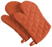 DII Cotton Terry Oven Mitts, 7 x 13 Set of 2, Heat Resistant and Machine Washable Kitchen Gloves for Cooking and Baking-Spice