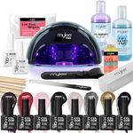 Mylee The Full Works Gel Nail Polish LED Lamp Kit, 8x MYGEL Colours, Top & Base Coat, Mylee PRO Salon Series Convex Curing LED Lamp, Prep & Wipe, Gel Remover (Autumn/Winter - Black Lamp)