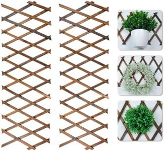 Expandable Garden Plant Trellis 2 Pcs, Wooden Trellis Expanding Panels, Garden Fence Trellis, Vertical Rack Stand for Climbing Plants, Wall Decor Hanging Frame for Room Garden Patio Indoor Outdoor