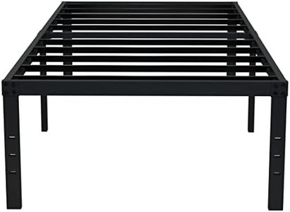 EMODA 18 Inch Twin XL Bed Frames No Box Spring Needed, Heavy Duty XL Twin Metal Platform Bed Frame with Tall Storage Space, Noise Free, Easy Assembly, Black