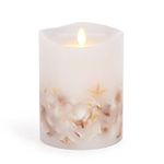 Darice Luminara® Flameless Pillar Candle with Seashells - White Wax - 4 x 5 inches
