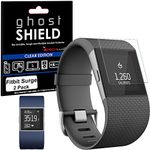 TECHGEAR [2 Pack] Screen Protectors to fit Fitbit Surge [ghostSHIELD Edition] Genuine Reinforced Flexible TPU Screen Protector Guard Covers with Full Screen Coverage inc Curved Screen