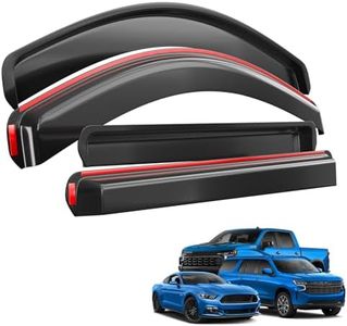 TMS in-Channel Side Window Rain Guards for 2019-2024 Chevy Chevrolet and GMC Sierra 1500 2500 3500 with Crew Cab Body Style, Gloss Black Window Deflectors Vent Visors