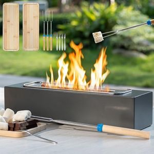 Tabletop Fire Pit with Smores Kit, Table Top Firepit Smores Maker, Portable Outdoor Fireplace Tabletop, Decor Home Patio Gifts for Women Mom Him Men - Mothers Day White Elephant Unique Gift, Gray