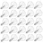 Brightown Pack of 15 Clear Globe G40 Candelabra Screw Base Light Bulbs, Warm Replacement Glass Bulbs for G40 Strands