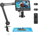 TOMLOV DM602 Flex Digital Soldering Microscope 2000x, Flexible Arm, 10.1" HDMI Microscope with 3 Lens, Coin Microscope with Ring Light, Adults LCD Video Microscope, Electronic Repair Mat Included,64GB