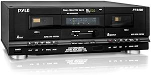 PyleUsa Dual Cassette Deck | Music Recording Device with RCA Cables | Removable Rack Mounting Hardware | CrO2 Tape Selector | Built-in 3 Digit Tape Counter - 110V/220V