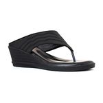 Khadim's Black Wedge Heel Slip On Sandal for Women (5150636)