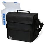 The Beadsmith Keeper Traveler - 13" x 7.5" x 11.5" - Includes 6 Organizer Boxes, Zip Front Tote Bag with Carrying Handle & Removable Adjustable Strap - Portable Storage System for Beads & Supplies