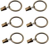 Coideal Set of 30 Bronze Curtain Rings with Clips, Heavy-duty Metal Decorative Drape Clip Hooks Set with Eyelets for Drapery, Windows, Bathroom, Home Kitchen, Fit Up To 30mm Rod (35 mm)