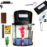 KSH STORE ®Aquarium Kit with LED Lighting, 20L Glass Tank, Built-in Filter System, 360° Viewing, Modern Design, Complete Fish Tank Setup, Dimensions of 31 L x 21.5 W x 37.5 H centimetres (300)