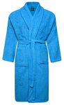 Adore Home 100% Cotton Terry Towelling Shawl Collar Bathrobe -Medium, Aqua