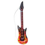 WIDMANN 04815 - Inflatable Rockstar Guitar With Flames And Strap, Adult Unisex, Length 105 cm, Pop Star, Punk, Musicians, Carnival, Theme Parties